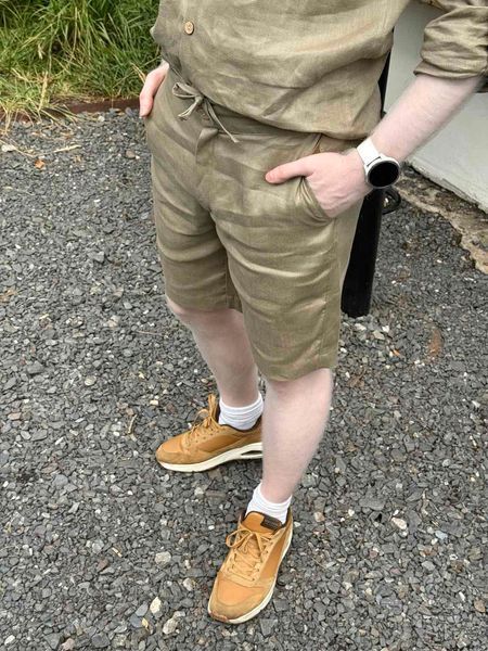 Men's Linen Shorts, Straight Fit with Pockets, Sand