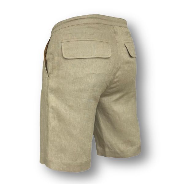Men's Linen Shorts, Straight Fit with Pockets, Sand